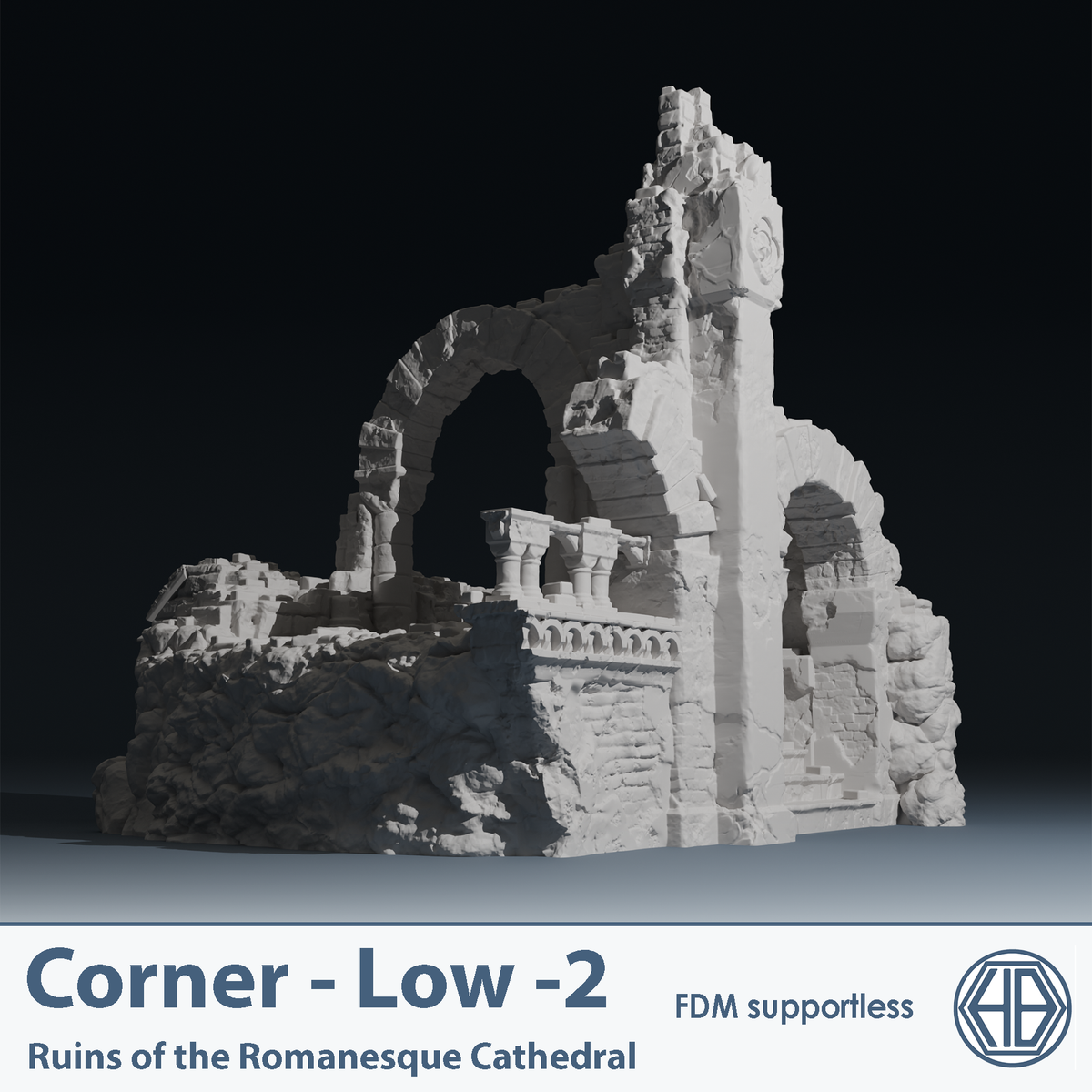 Temple ruins: Corner D - 28mm/32mm Wargaming Terrain