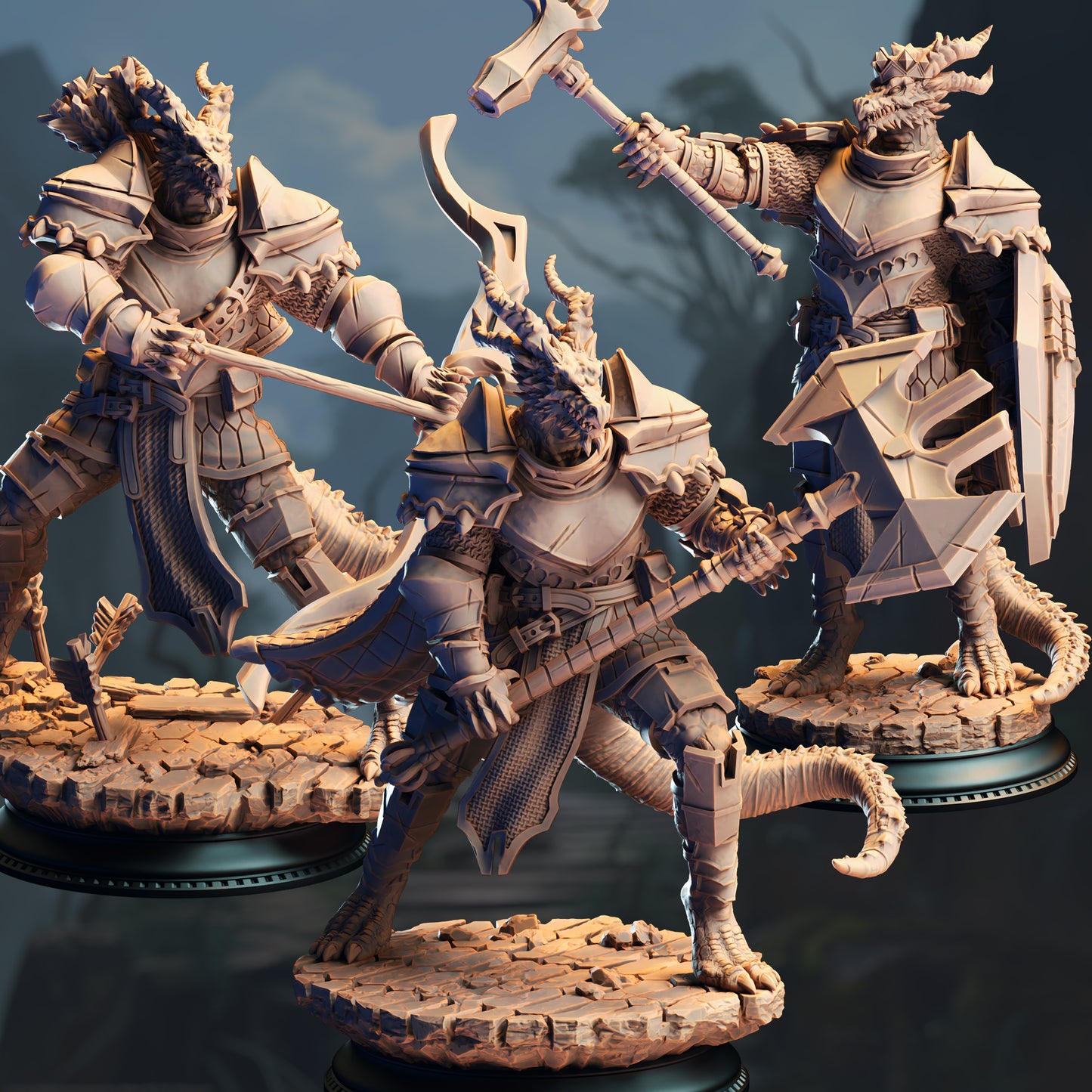Squad of Silver Dragonborn Knights - Azmordion's Chosen | DM Stash | D&D