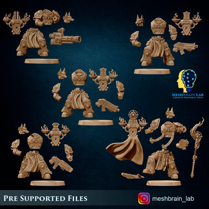 Marine Reapers of the thousand souls Squad | Meshbrain Lab | Wargaming | Tabletop | Minifigure |28mm scale| 32mm scale | Grimdark compatible