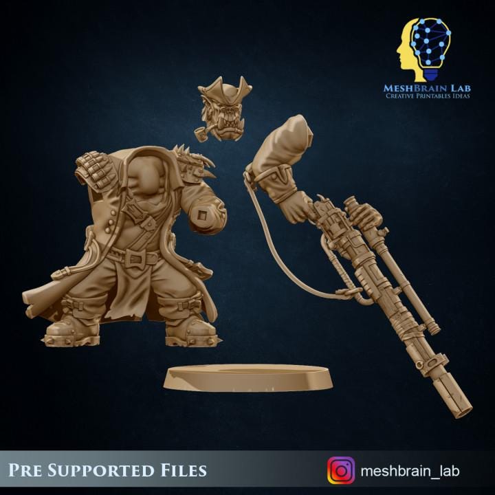 Pirate Ork Sniper | Imperitum Art | Wargaming | Tabletop | Minifigure |28mm scale| 32mm scale | Grimdark compatible