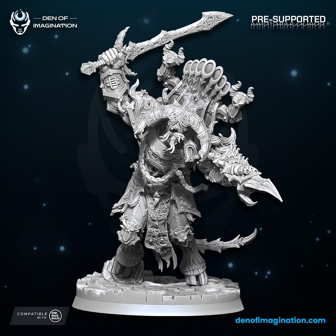 Chaos - Demonic Prince of Excess | Den of Imagination | Minifigure | Wargaming | Tabletop | Grimdark compatible | One Page Rules compatible