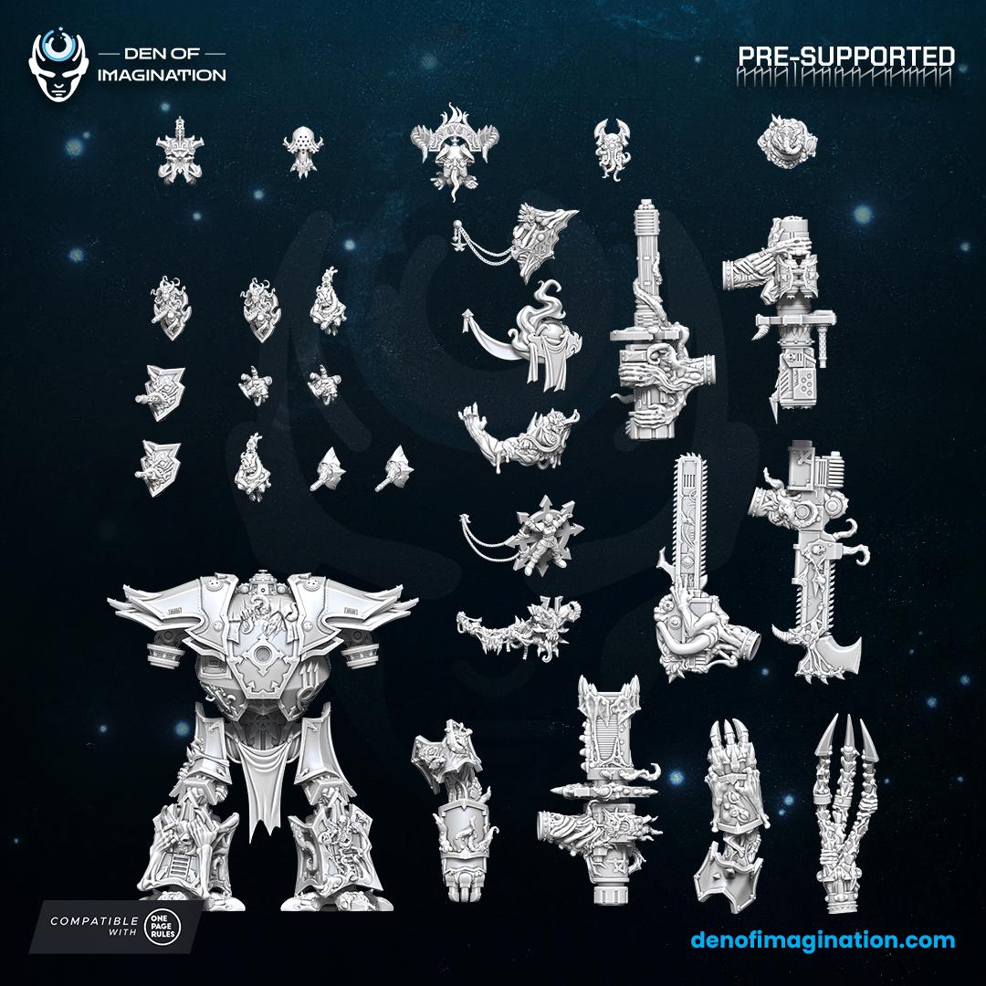 Chaos - Infernal Mech | Den of Imagination | Minifigure | Wargaming | Tabletop | Grimdark compatible | One Page Rules compatible