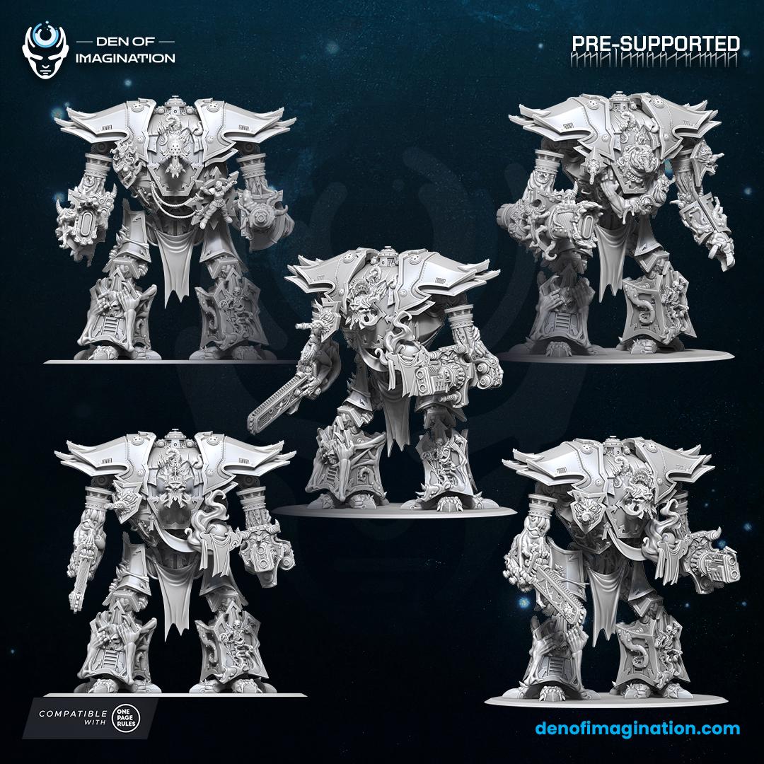 Chaos - Infernal Mech | Den of Imagination | Minifigure | Wargaming | Tabletop | Grimdark compatible | One Page Rules compatible