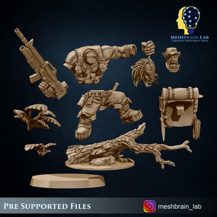 Ork Commando Boss | | Meshbrain Lab | Wargaming | Tabletop | Minifigure | 28mm scale | 32mm scale | Grimdark compatible