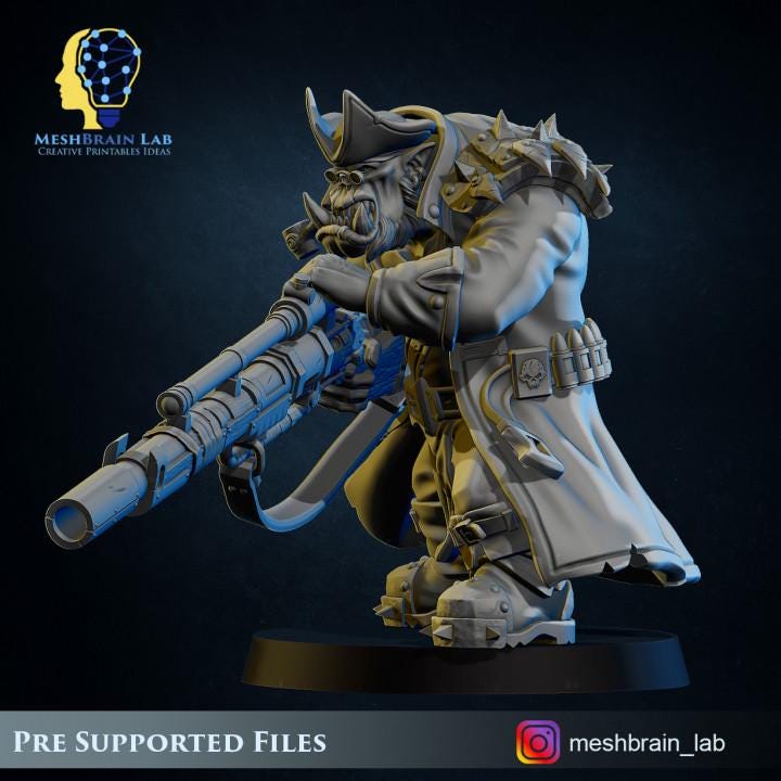 Pirate Ork Sniper | Imperitum Art | Wargaming | Tabletop | Minifigure |28mm scale| 32mm scale | Grimdark compatible