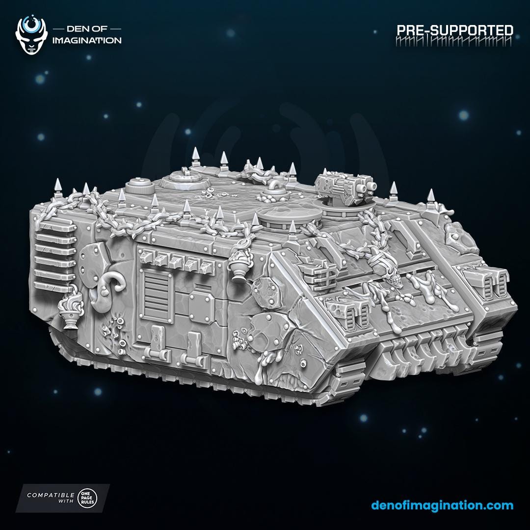 Chaos - Plague transporter | Den of Imagination | Minifigure | Wargaming | Tabletop | Grimdark compatible | One Page Rules compatible