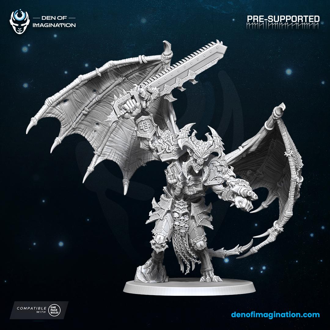 Chaos - Gladiator Demon Lord | Den of Imagination | Minifigure | Wargaming | Tabletop | Grimdark compatible | One Page Rules compatible