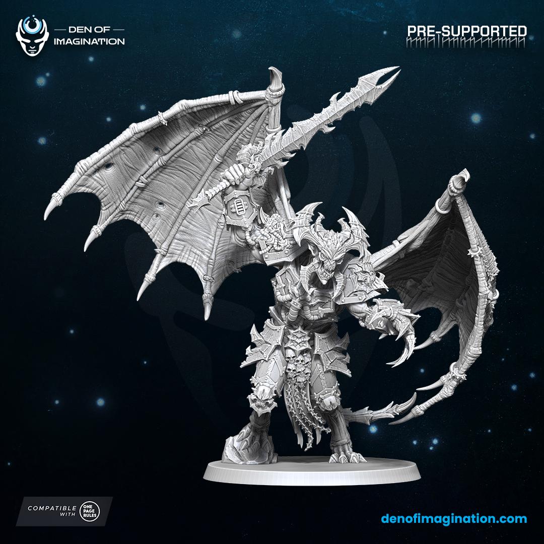 Chaos - Gladiator Demon Lord | Den of Imagination | Minifigure | Wargaming | Tabletop | Grimdark compatible | One Page Rules compatible
