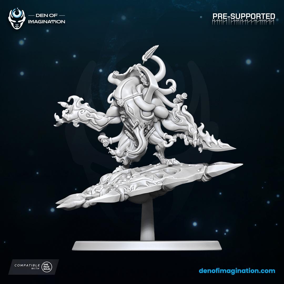 Demons - Arcane Caster | Den of Imagination | Minifigure | Wargaming | Tabletop | Grimdark compatible | One Page Rules compatible