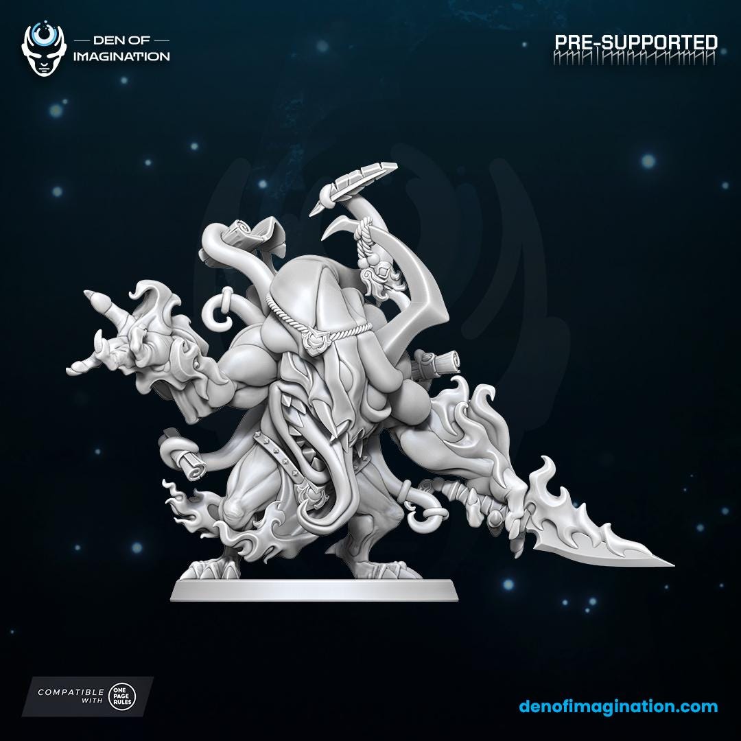 Demons - Arcane Caster | Den of Imagination | Minifigure | Wargaming | Tabletop | Grimdark compatible | One Page Rules compatible
