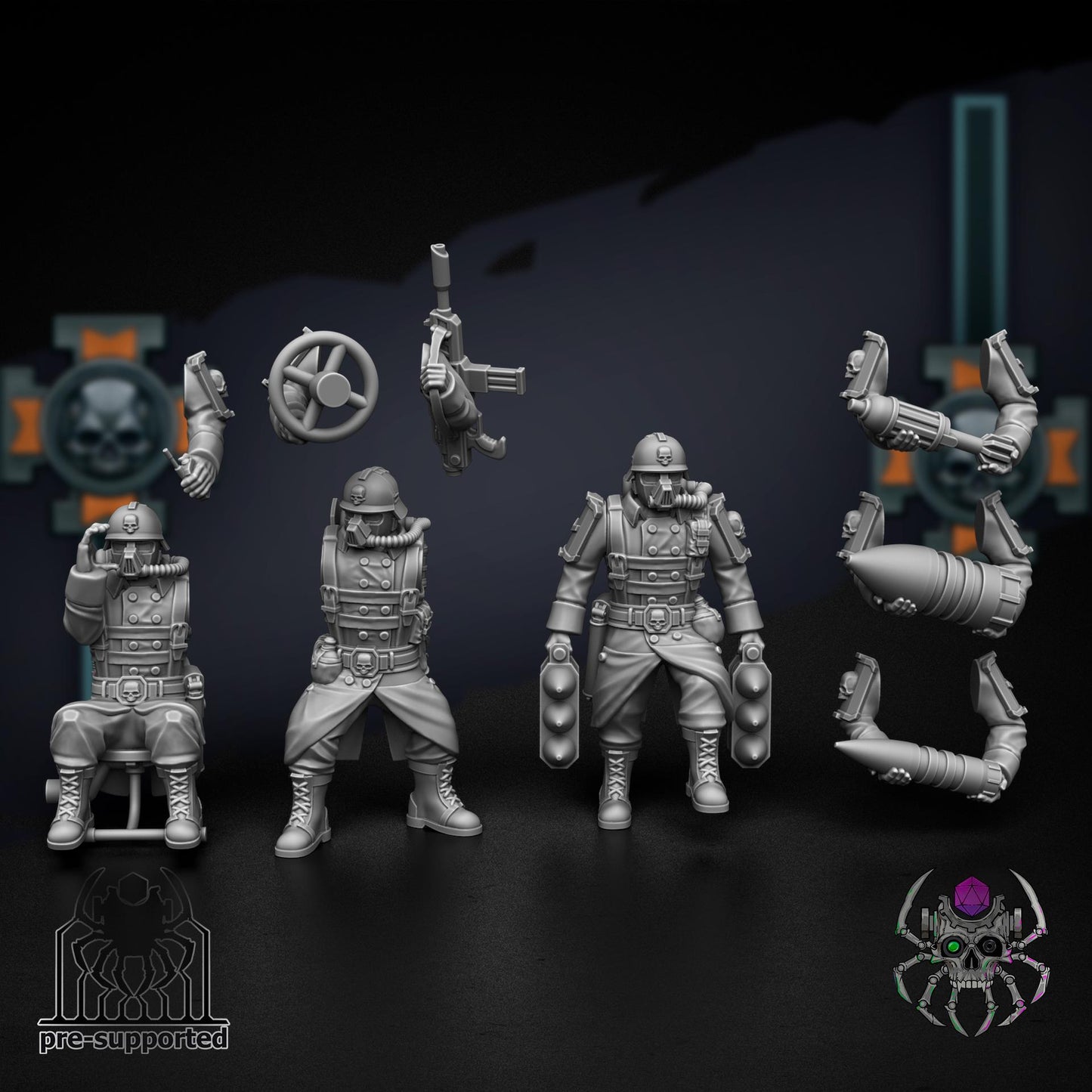 Korps Of Ashes - Heavy Fire Support Team | EightLegs Miniatures | Wargaming | Tabletop | Minifigure | Grimdark compatible