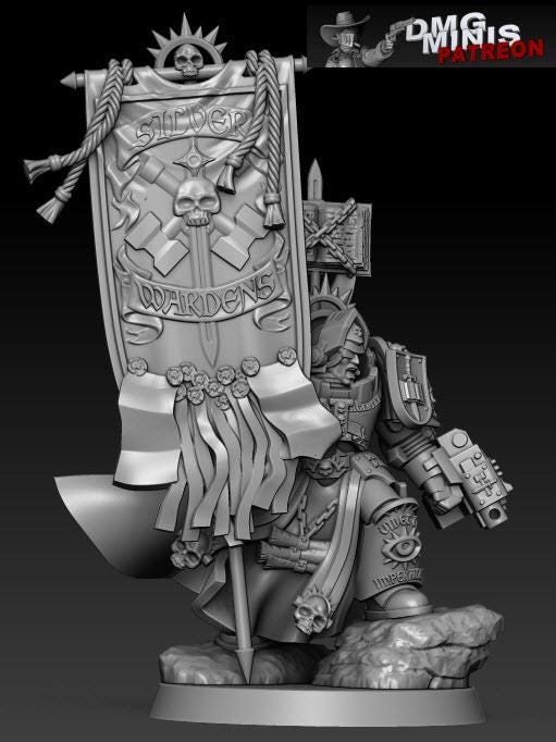 Silver Wardens - Ancient Banner Bearer | DMGMinis | Wargaming | Tabletop games | 32mm scale | Grimdark compatible
