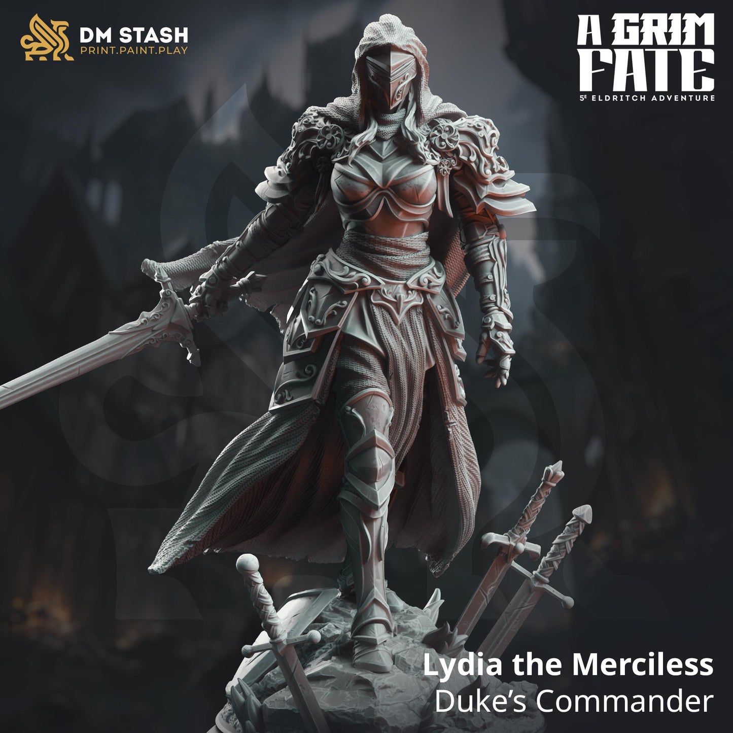 Male Human Knight - Lydia | Painting | 3D printed | D&D | Dungeons and Dragons | Gift | RPG | Tabletop | Wargaming | 32mm | DM Stash