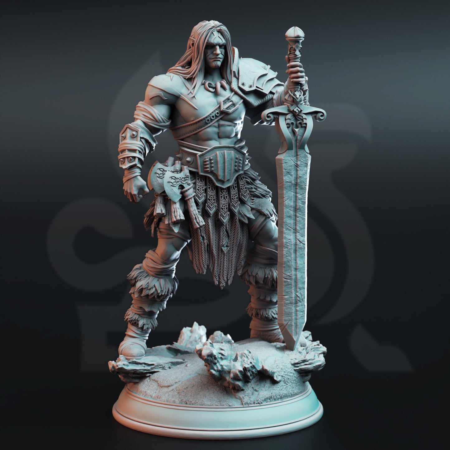 Male Human Barbarian Oovur | Painting | 3D printed | D&D | Dungeons and Dragons | Gift | RPG | Tabletop | Wargaming | 32mm | DM Stash