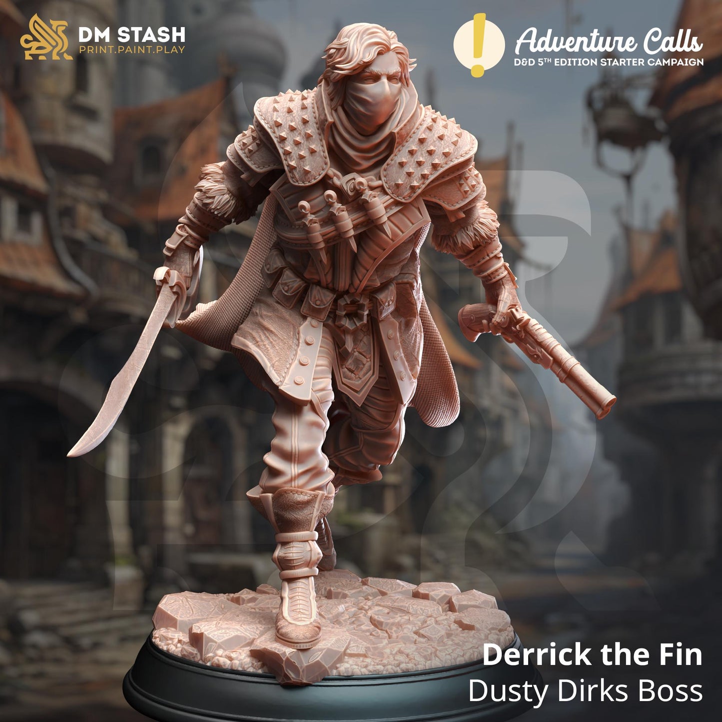 Male Human Assasin Derrick the Fin| Painting | 3D printed | D&D | Dungeons and Dragons Gift | RPG | Tabletop | Wargaming | 32mm | DM Stash
