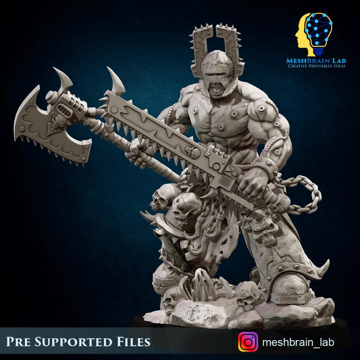 Chaos Berzerker Champion | Wargaming | Tabletop | 3D printed miniature | OPR compatible