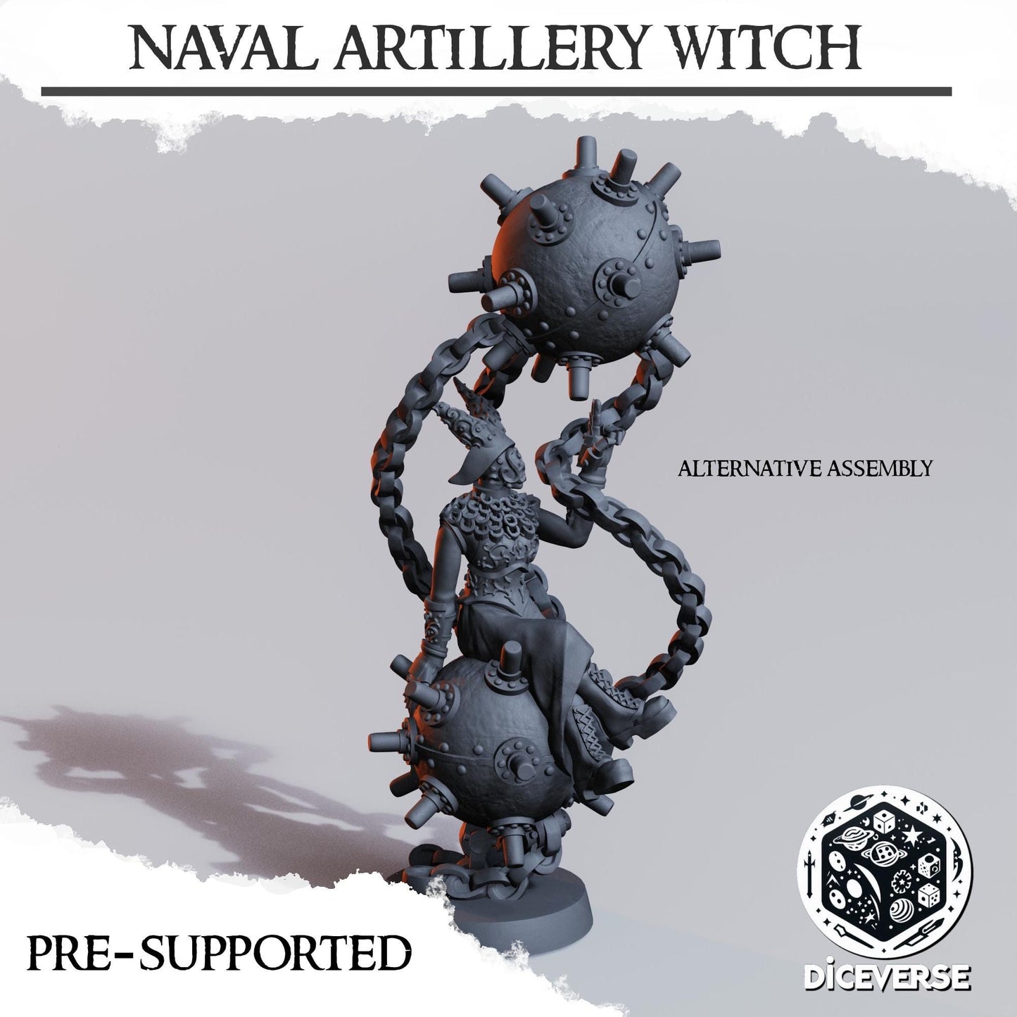 Naval Artillery Witch | Wargaming | Tabletop | 3D printed miniature | Trench Crusade compatible |" Pilgrim