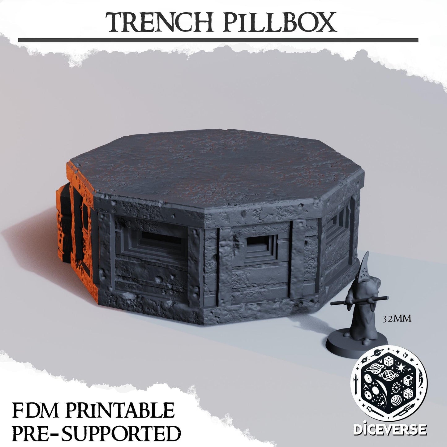 Pillbox | Wargaming | Tabletop | 3D printed miniature | Trench Crusade compatible | Pilgrim