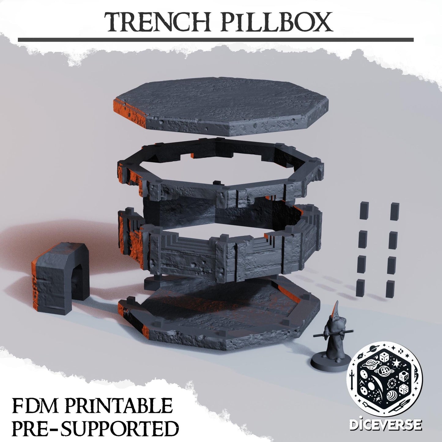 Pillbox | Wargaming | Tabletop | 3D printed miniature | Trench Crusade compatible | Pilgrim