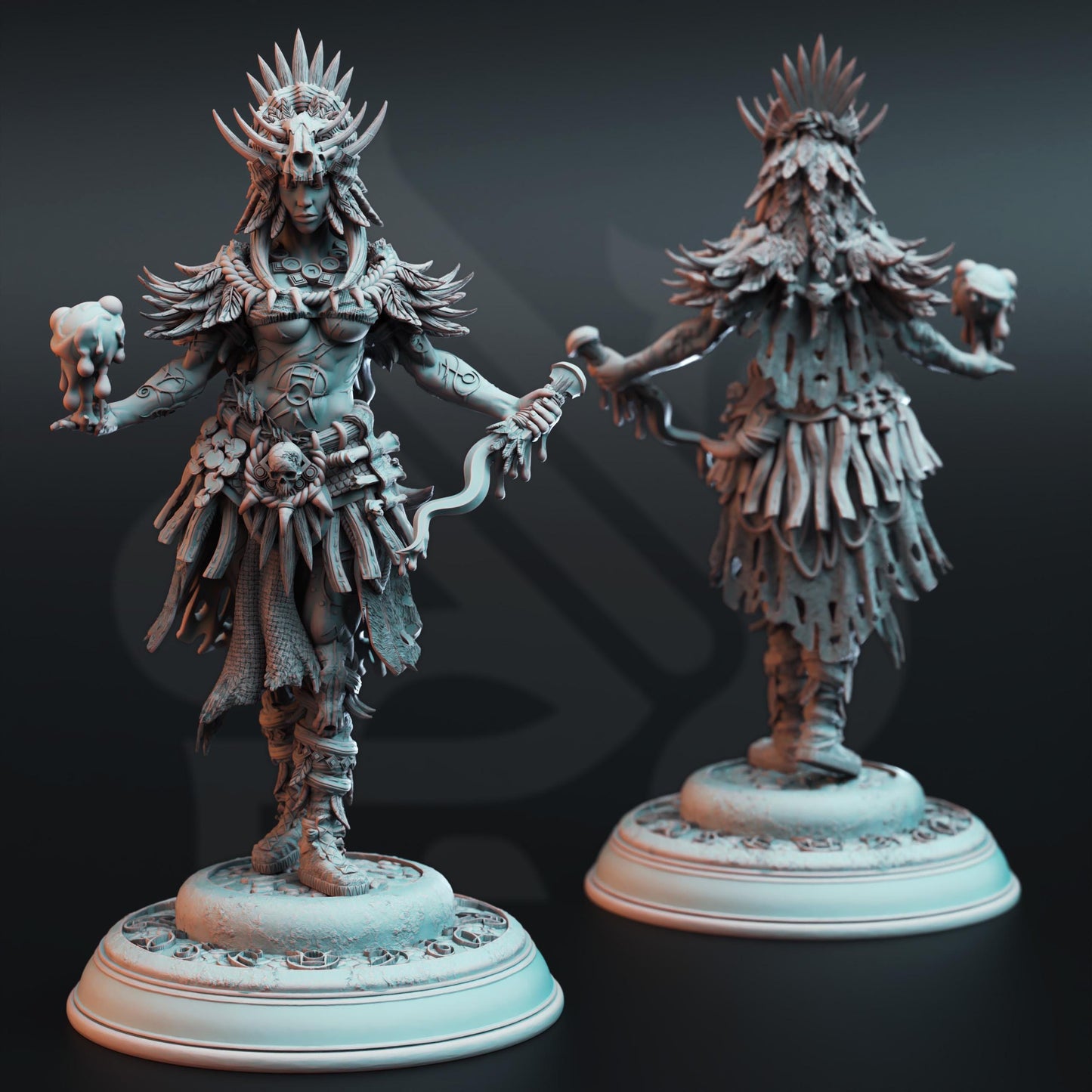 Female Shaman Priestess Driga | Painting | 3D printed | D&D | Dungeons and Dragons | Gift | RPG | Tabletop | Wargaming | 32mm | DM Stash