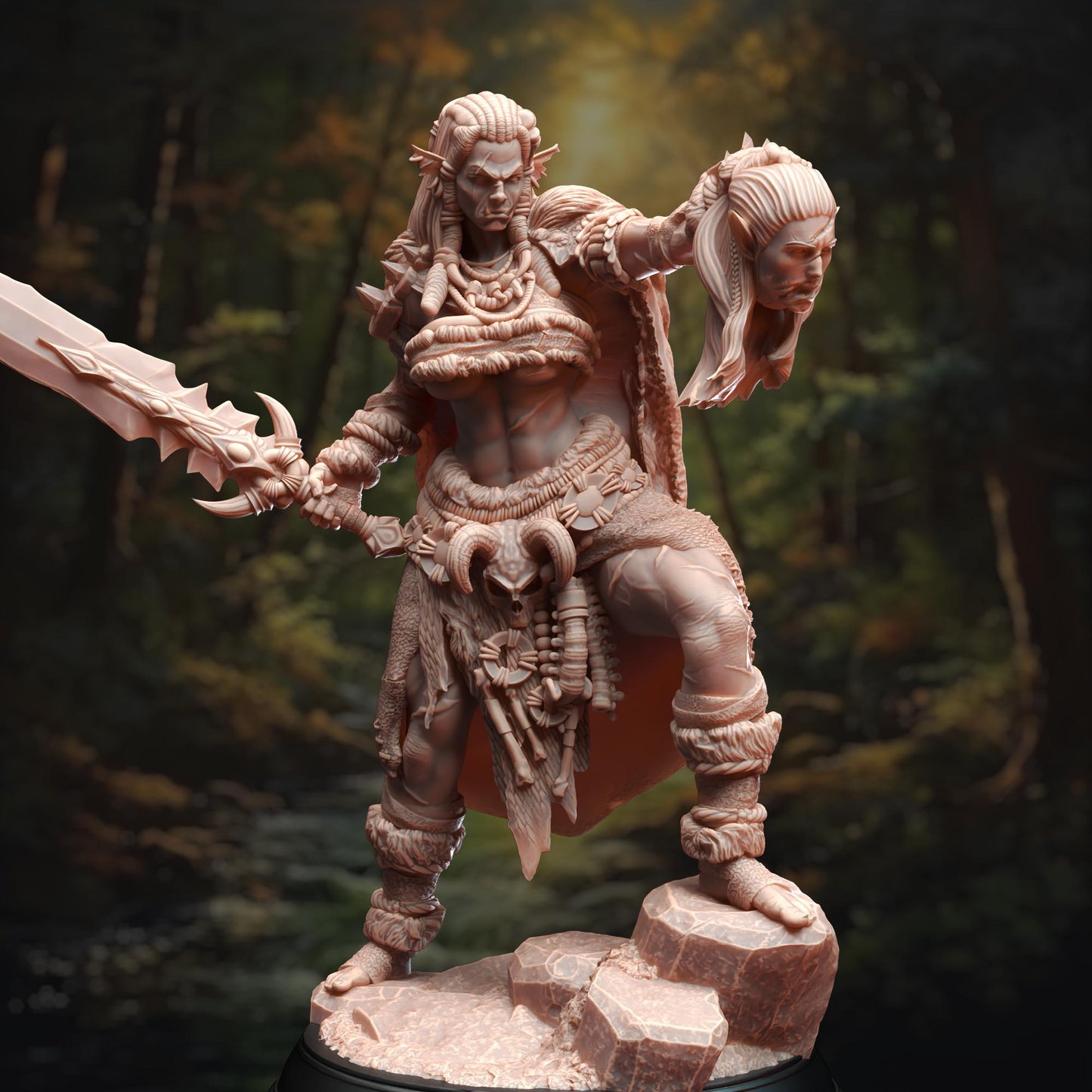 Female Ork Figther Brakaza | Painting | 3D printed | D&D | Dungeons and Dragons | Gift | RPG | Tabletop | Wargaming | 32mm | DM Stash