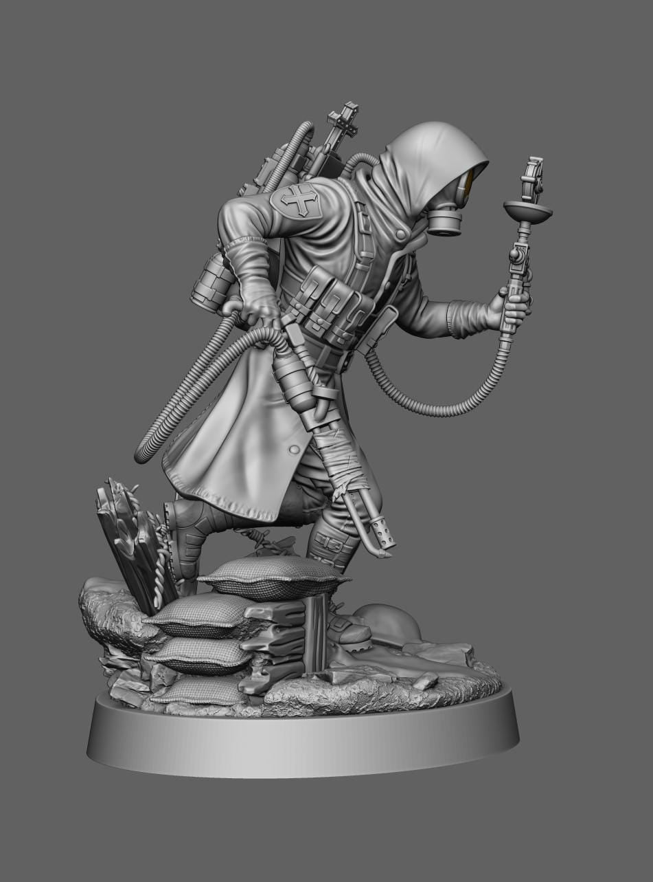 Self Immolating Priest | Proxy Realms Gaming | Wargaming | Tabletop | 3D printed miniature | Trench Crusade compatible | Pilgrim