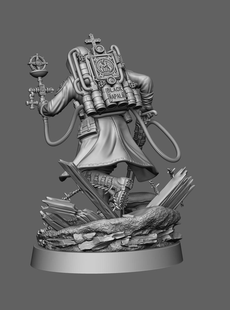 Self Immolating Priest | Proxy Realms Gaming | Wargaming | Tabletop | 3D printed miniature | Trench Crusade compatible | Pilgrim
