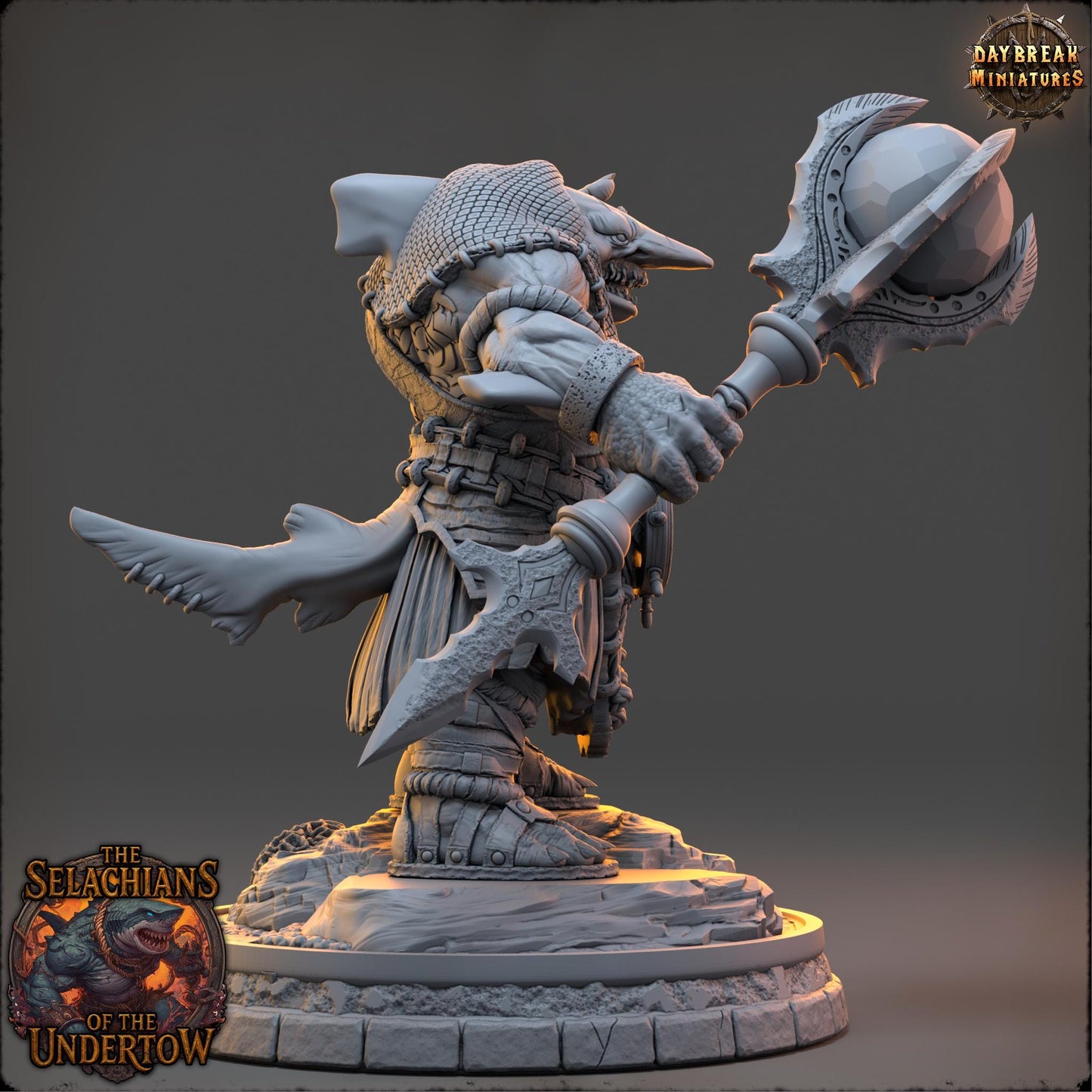 Sharkfolks - Draaleth Orn | Daybreak Miniatures | 3D printed miniature | Tabletop Games | Dungeons and Dragons | Wargaming | D&D