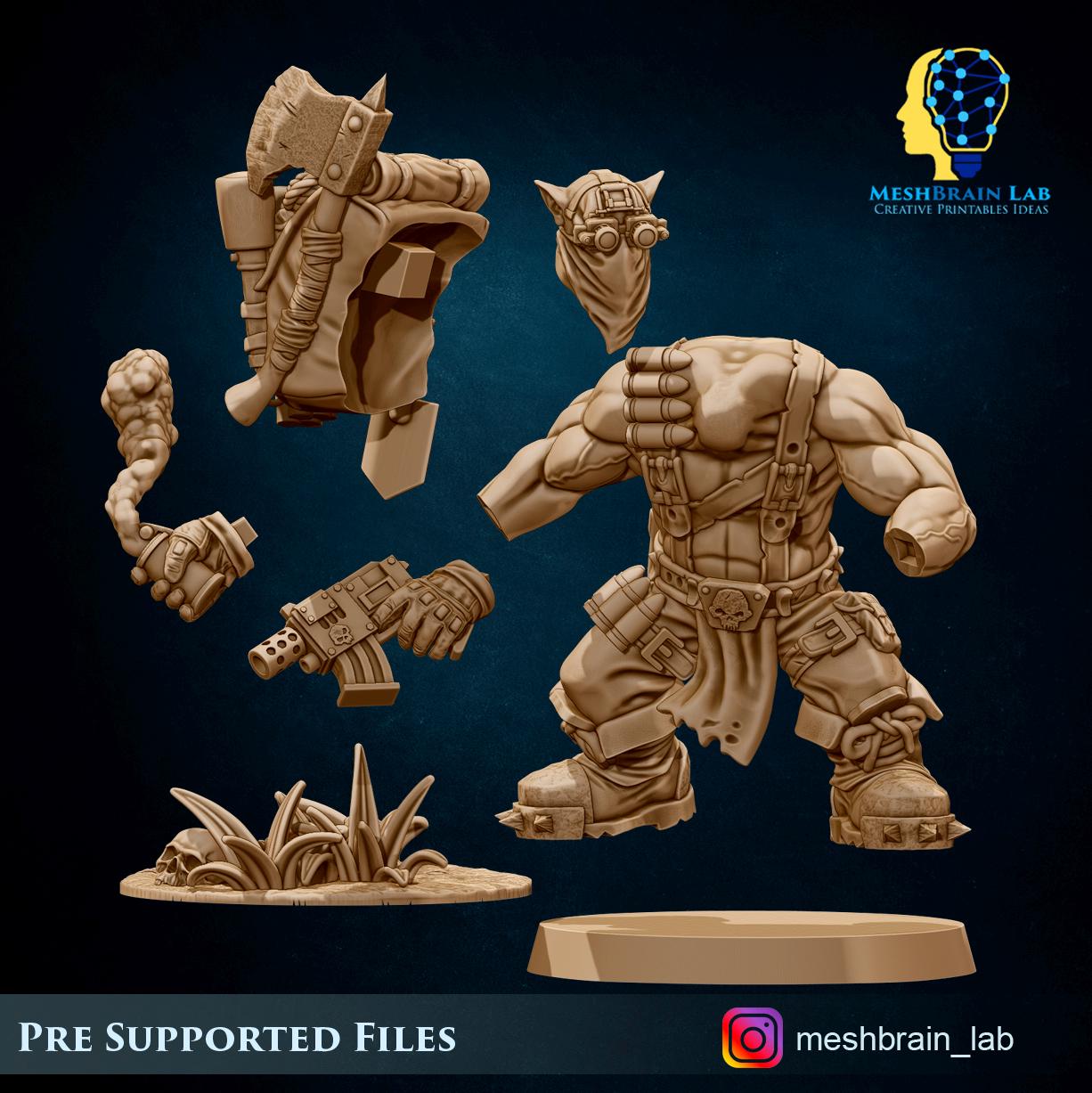 Ork kommando with smoke grenade | Wargaming | Tabletop | 3D printed miniature | OPR compatible