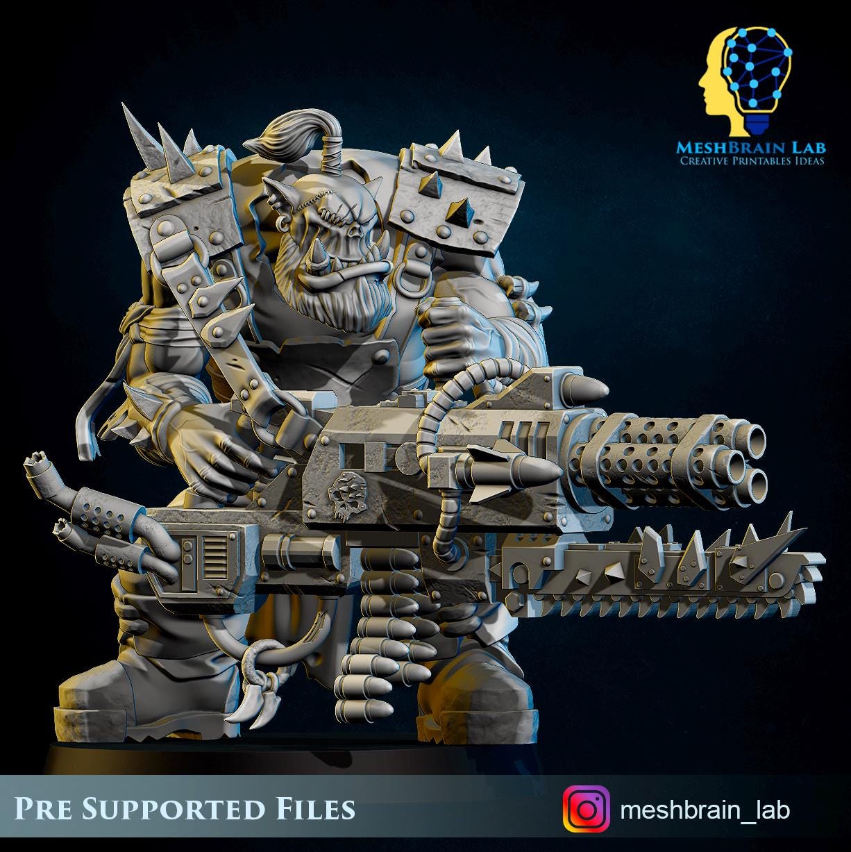 Pirate Ork with Big Bada Boom weapon nr2 | Wargaming | Tabletop | 3D printed miniature | OPR compatible