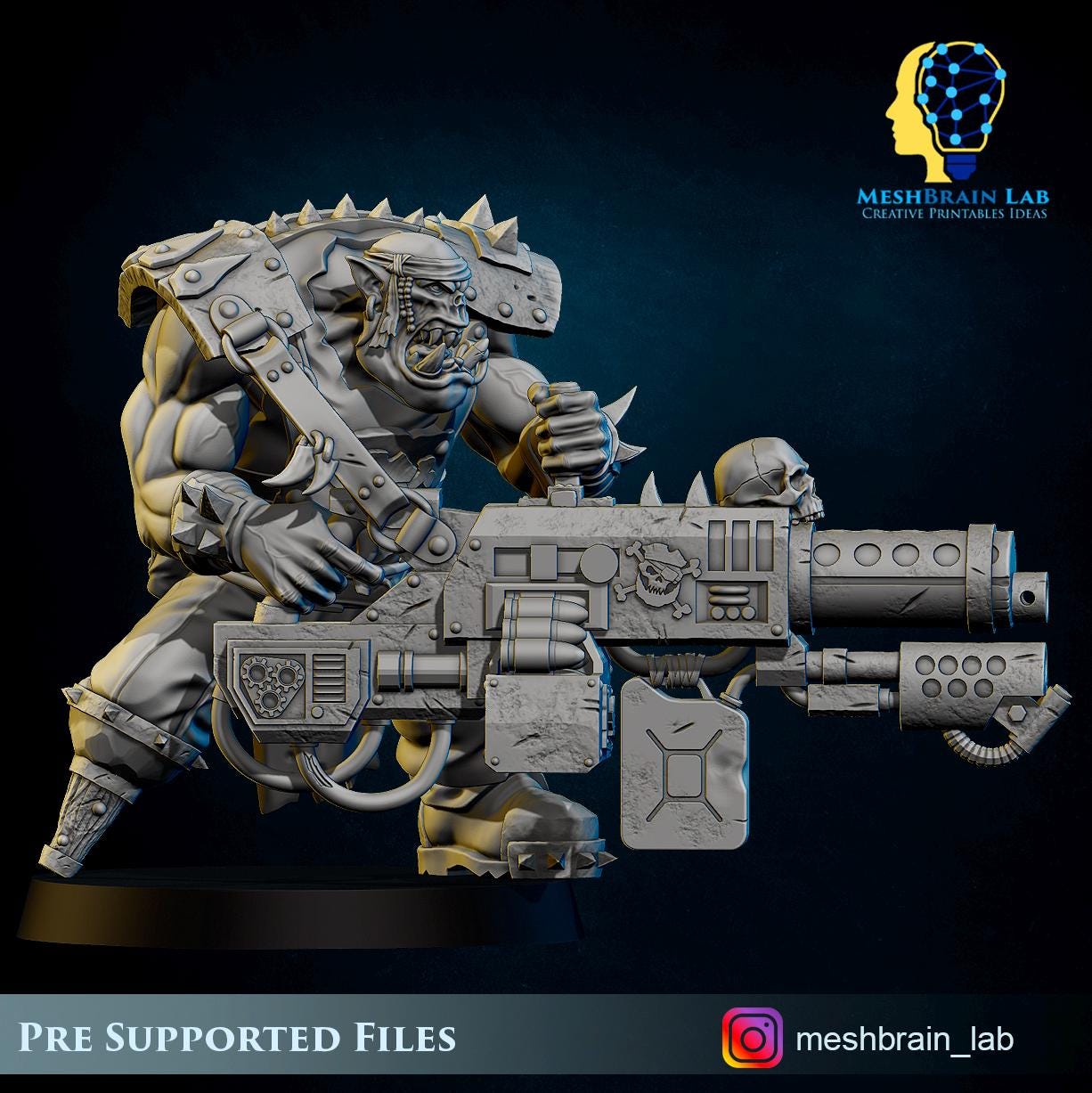 Pirate Ork with Big Bada Boom weapon nr3 | Wargaming | Tabletop | 3D printed miniature | OPR compatible