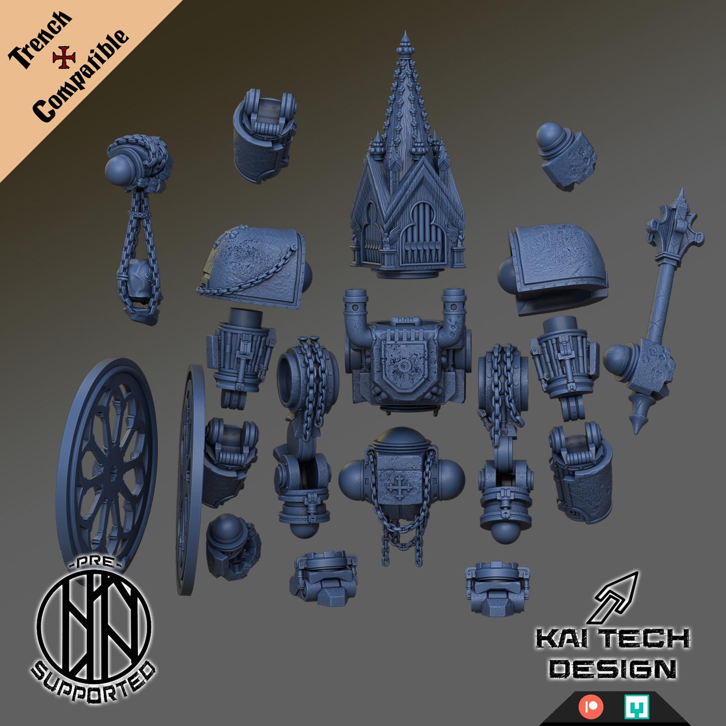 Pilgrims - Organ Shrine | Kai Tech | Wargaming | Tabletop | 3D printed miniature | Trench Crusade compatible | Pilgrims