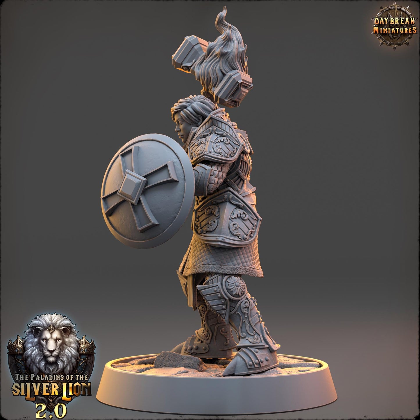 Human Figther - Amandine de Aube Radieuse | Daybreak Miniatures | 3D printed | Tabletop | Dungeons and Dragons | Wargaming | D&D
