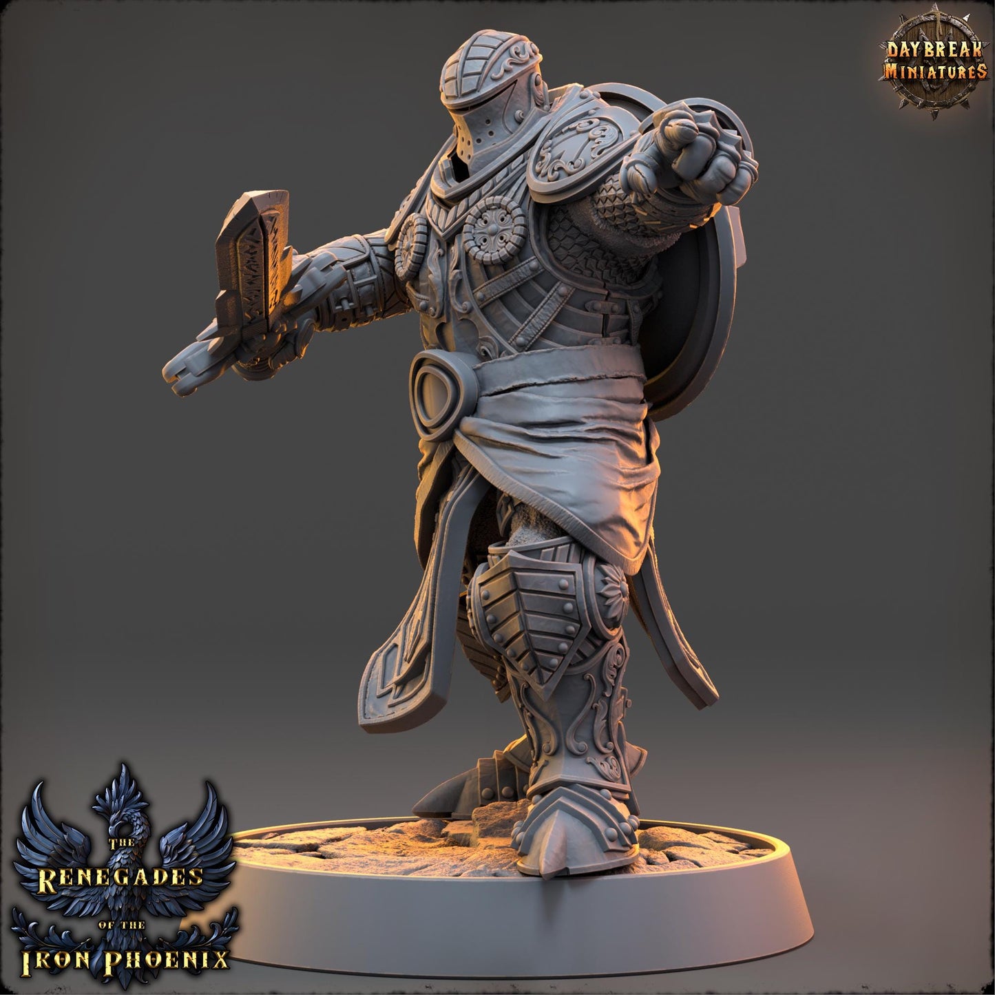 Human Figther - Chevalier Étienne du Bouclier | Daybreak Miniatures | 3D printed | Tabletop | Dungeons and Dragons | Wargaming | D&D