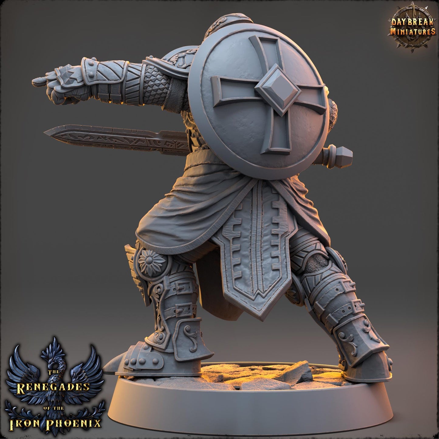 Human Figther - Chevalier Étienne du Bouclier | Daybreak Miniatures | 3D printed | Tabletop | Dungeons and Dragons | Wargaming | D&D