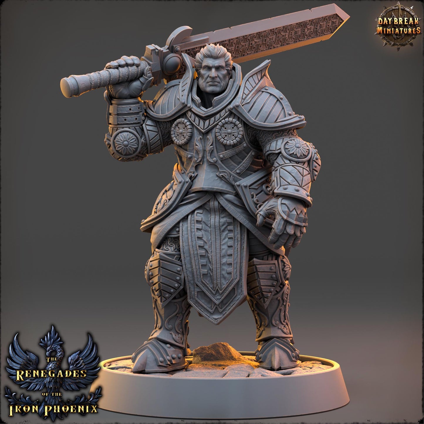 Human Figther - Grand Prêtre Sébastien deAncien Monde | Daybreak Miniatures | 3D printed | Tabletop | Dungeons and Dragons | Wargaming | D&D
