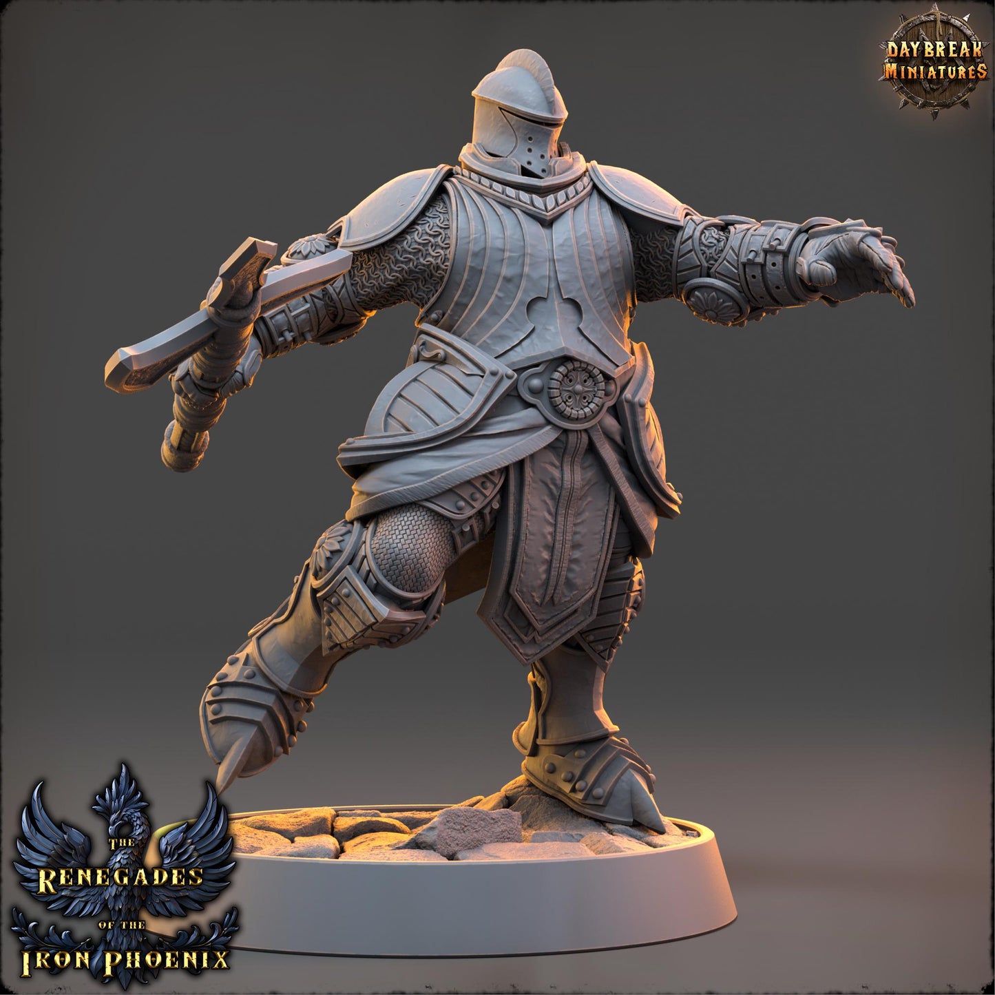 Human Figther - Hugues du Loup Solitaire | Daybreak Miniatures | 3D printed | Tabletop | Dungeons and Dragons | Wargaming | D&D