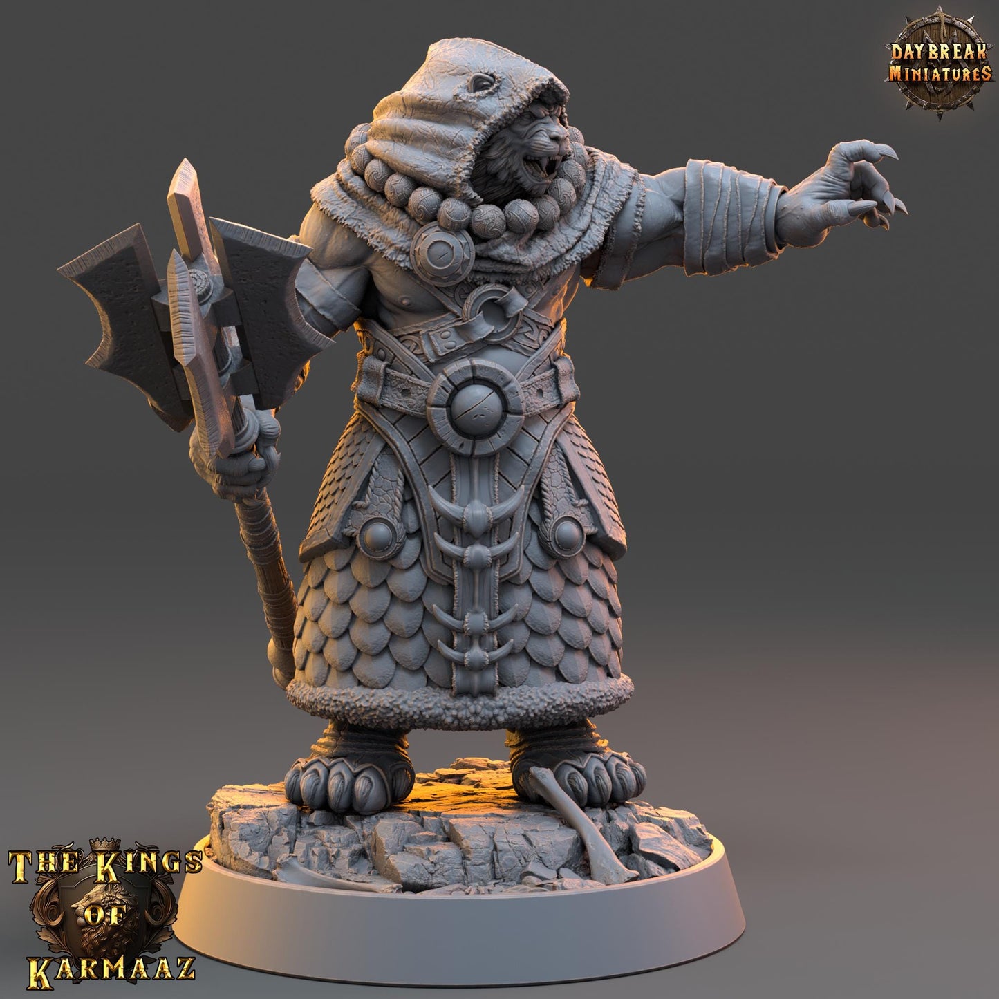 Leonin Figther - King Dawntredder | Daybreak Miniatures | 3D printed | Tabletop | Dungeons and Dragons | Wargaming | D&D