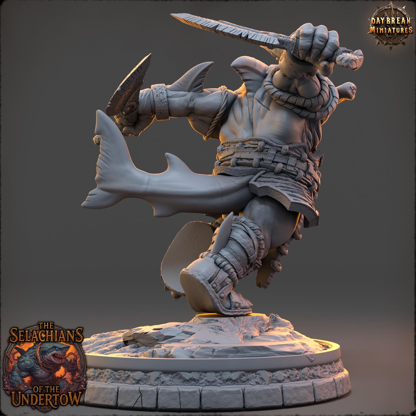 Sharkfolks - Kosh Velmarn | Daybreak Miniatures | 3D printed miniature | Tabletop Games | Dungeons and Dragons | Wargaming | D&D
