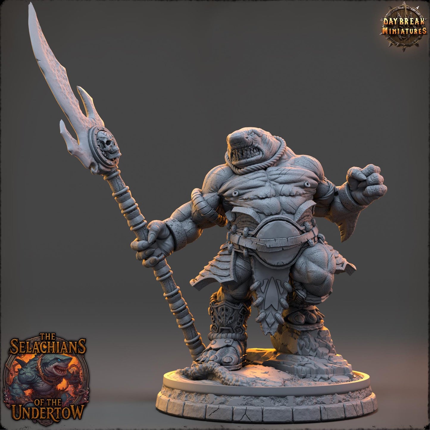 Sharkfolks - Urran Shellpiercer | Daybreak Miniatures | 3D printed miniature | Tabletop Games | Dungeons and Dragons | Wargaming | D&D