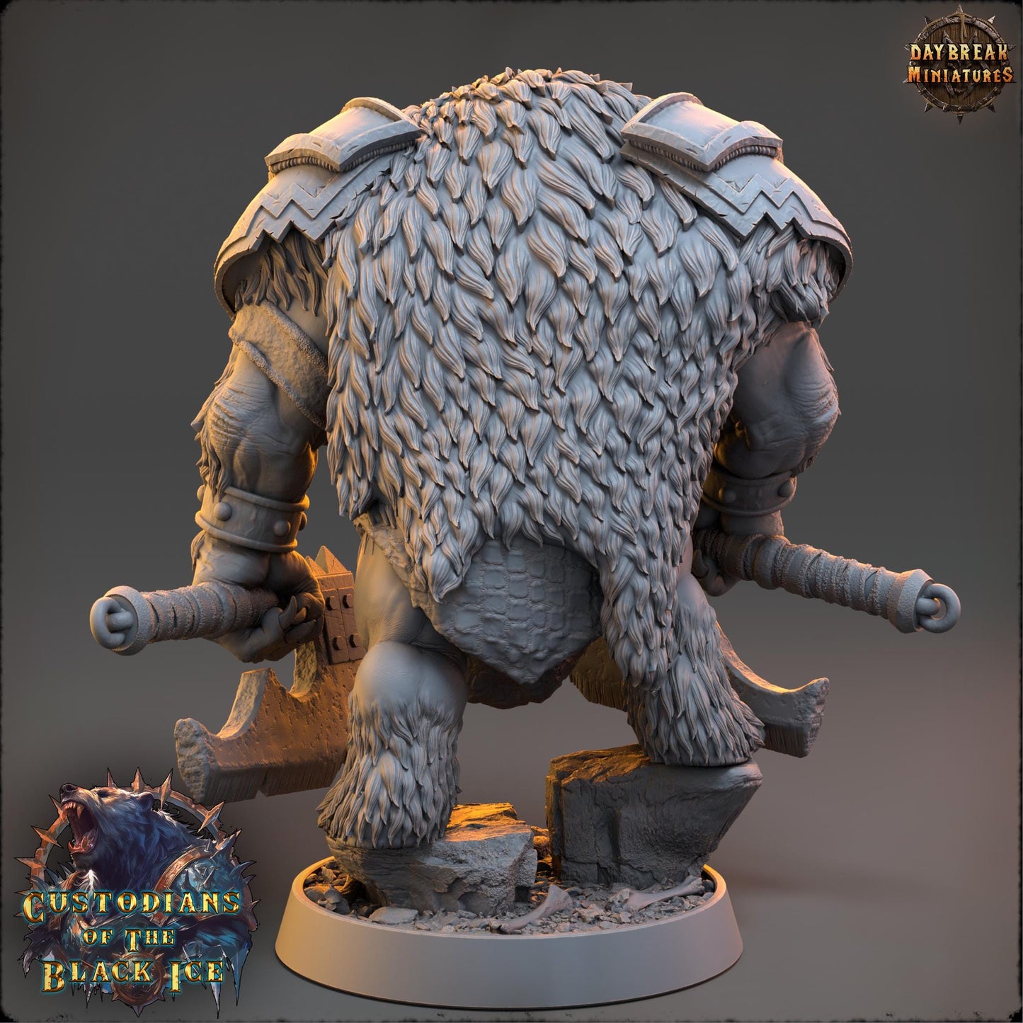 Bearfolk Fighter - Cleaver Dukso | Daybreak Miniatures | 3D printed miniature | Tabletop Games | Dungeons and Dragons | Wargaming | D&D