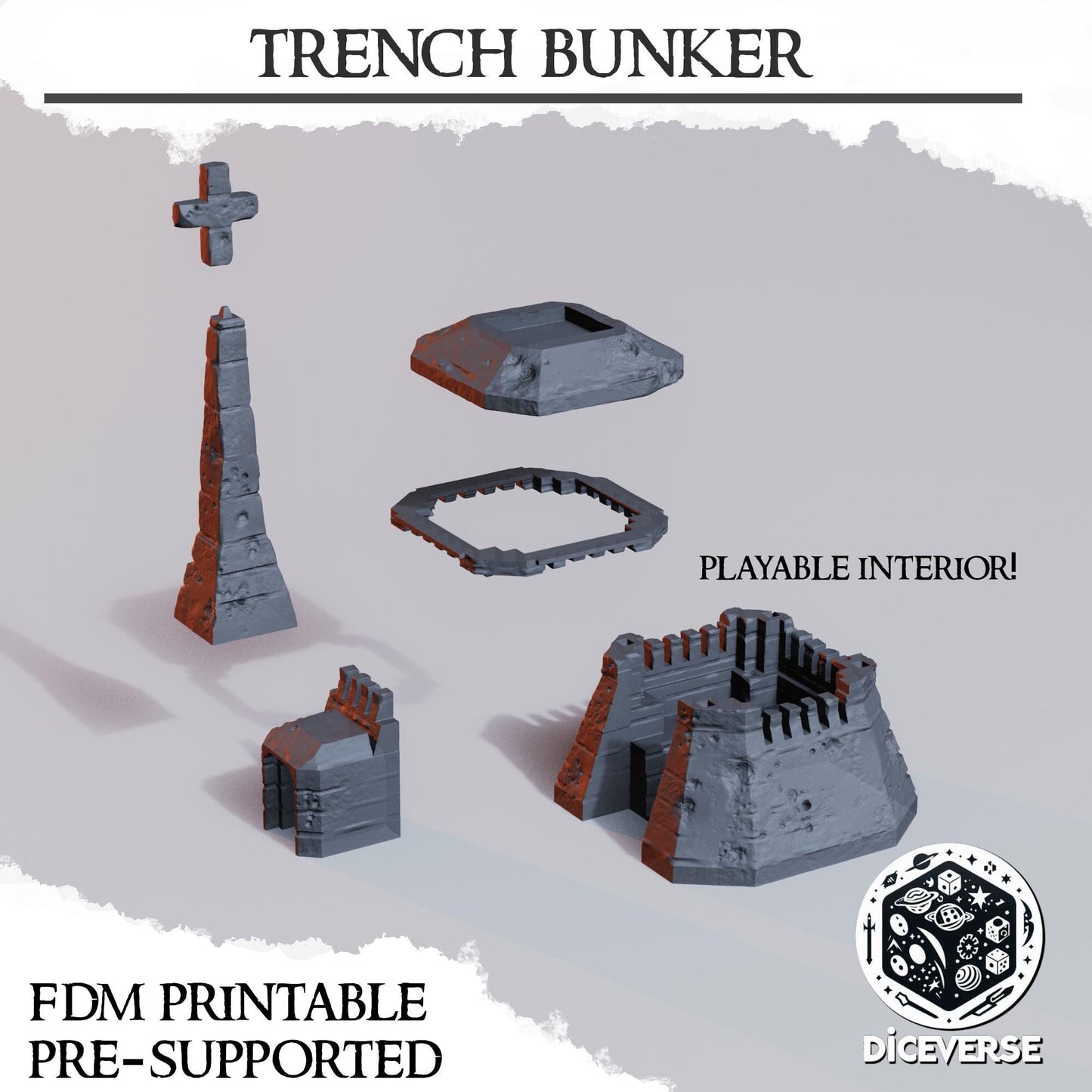 Trench Terrain Bunker | Wargaming | Tabletop | 3D printed miniature | Trench Crusade compatible | Pilgrim