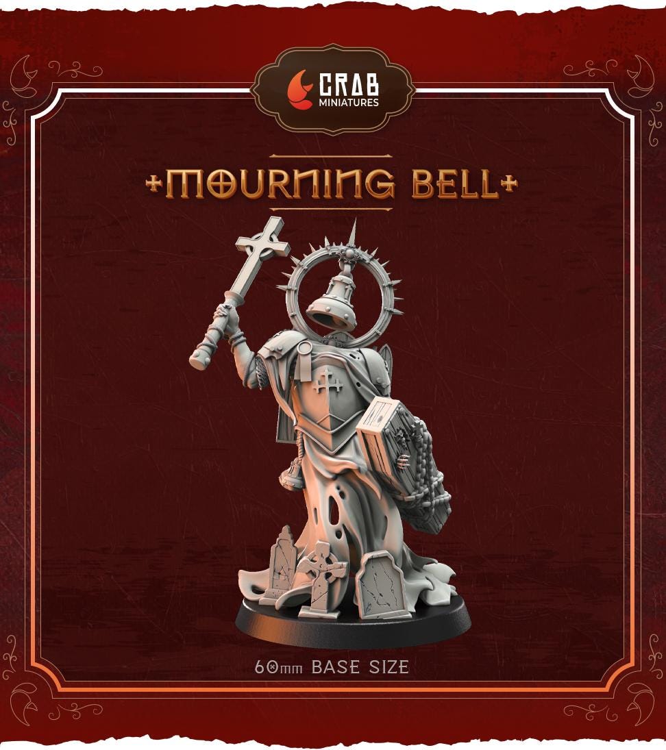 3D Printed miniature: Wraith Pilgrims - Mourning Bell by Crab Miniatures - Trench Crusade compatible - Trench ghosts