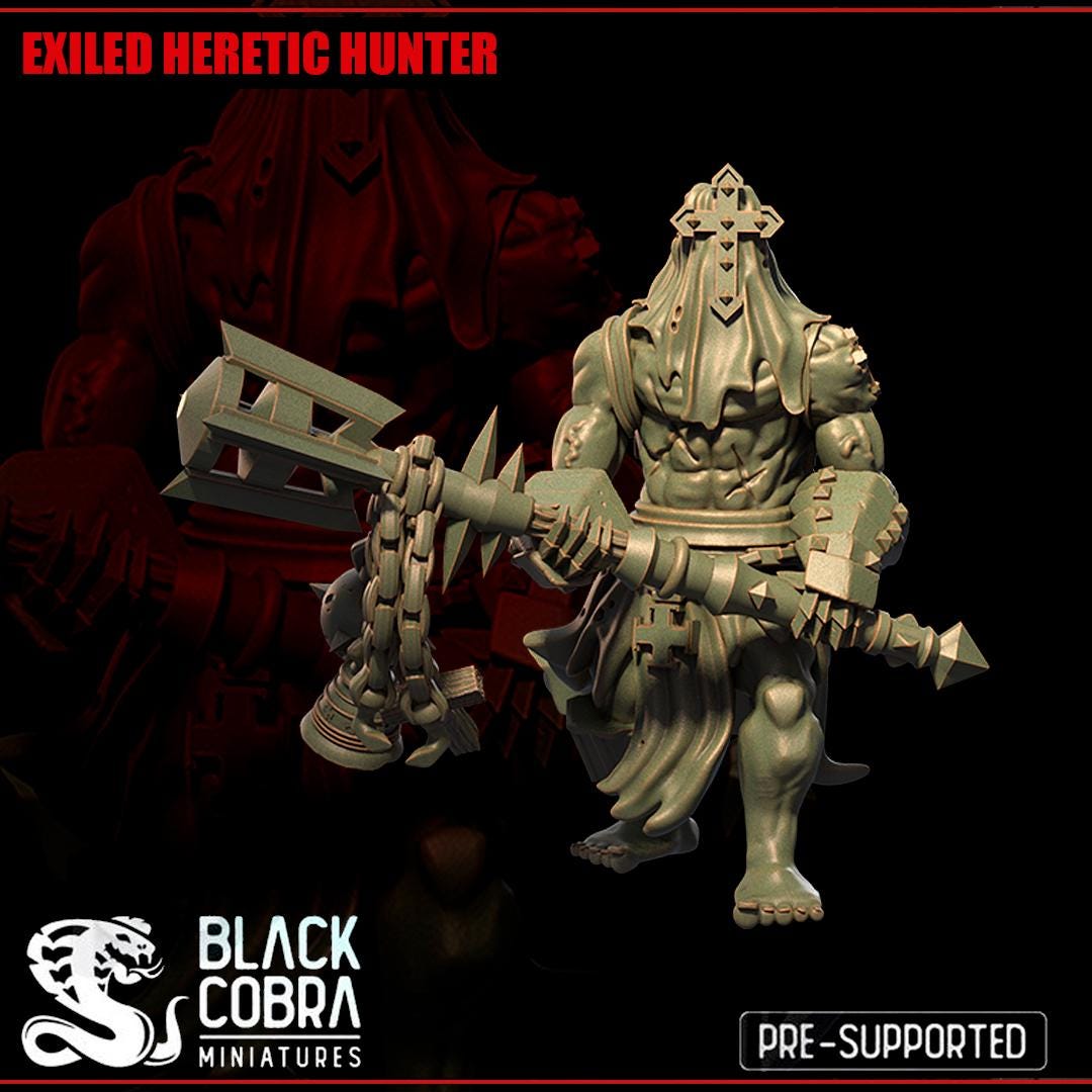 3D printed miniature: Exiles - Heretic Hunter by BlackCobra Miniatures - Trench Crusade compatible