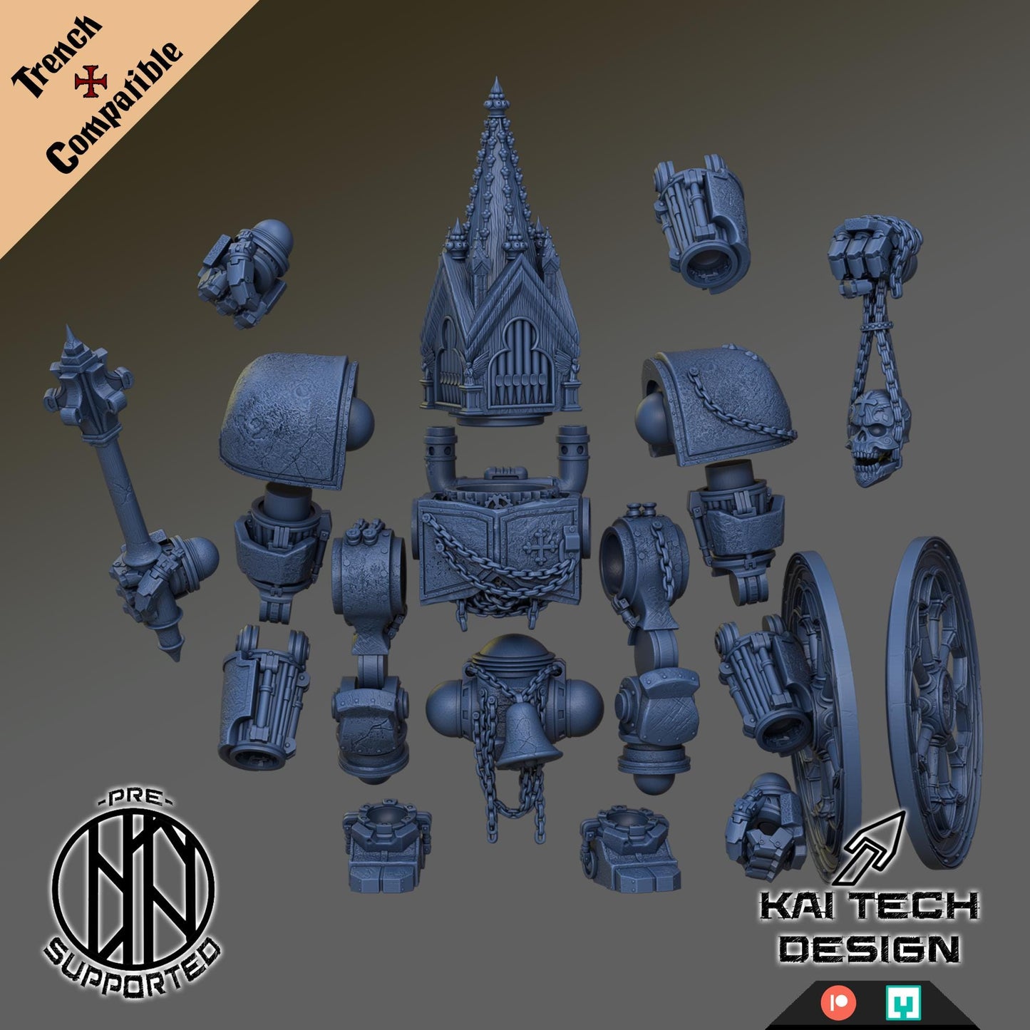 Pilgrims - Organ Shrine | Kai Tech | Wargaming | Tabletop | 3D printed miniature | Trench Crusade compatible | Pilgrims