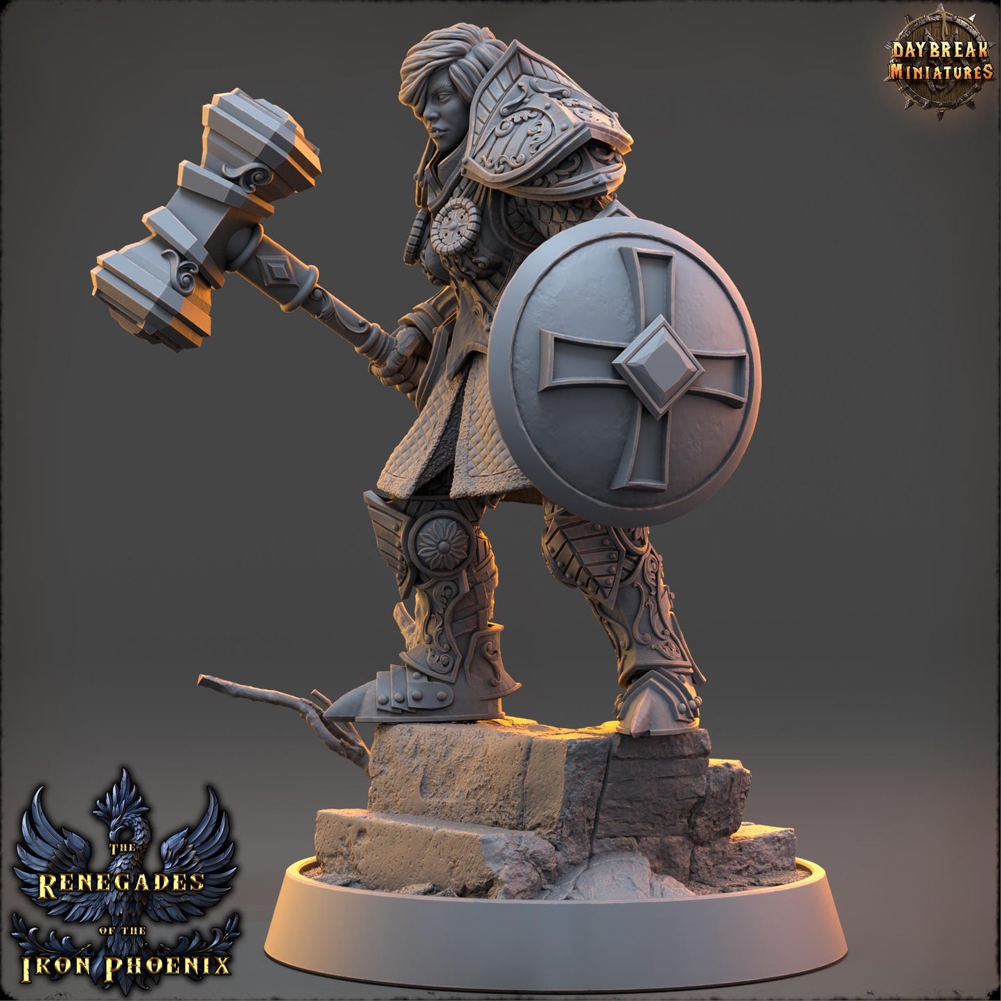 Human Figther - Baronne Juliette de la Rose Sombre | Daybreak Miniatures | 3D printed | Tabletop | Dungeons and Dragons | Wargaming | D&D