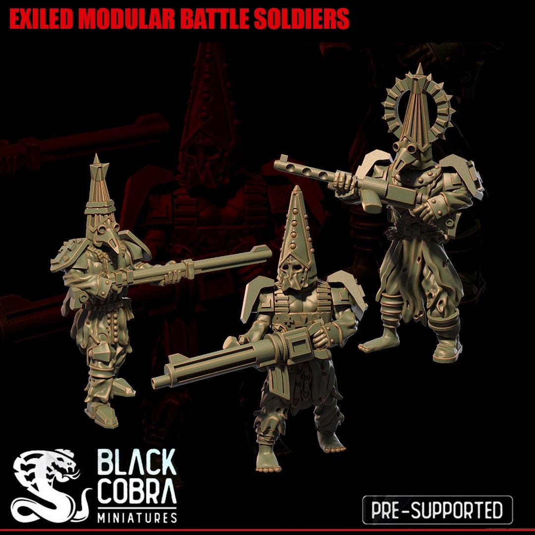 3D printed miniature: Exiles - Battle Pilgrims by BlackCobra Miniatures - Trench Crusade compatible