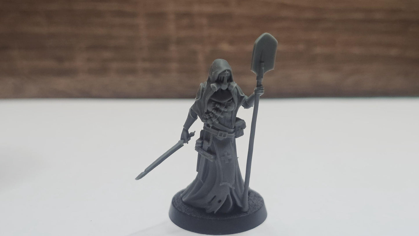 3D Printed miniature: Wraith Pilgrims - Medical Nun by Crab Miniatures - Trench Crusade compatible - Trench ghosts