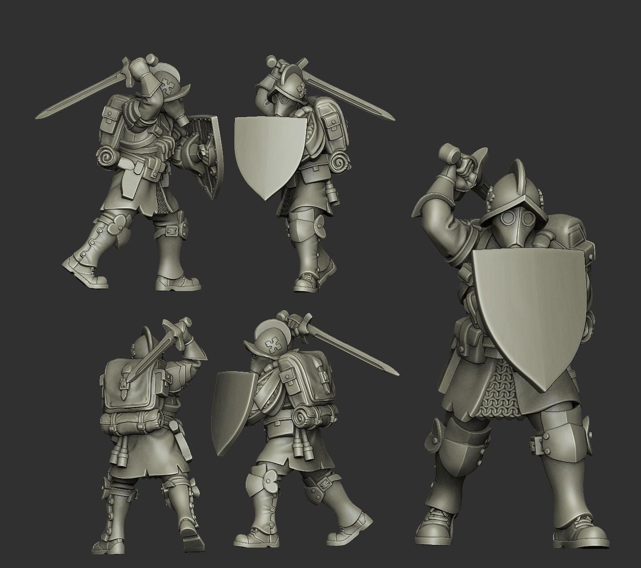 3d printed miniature: Papal Melee Trooper by JK Remo - Trench Crusade compatible - new antioch