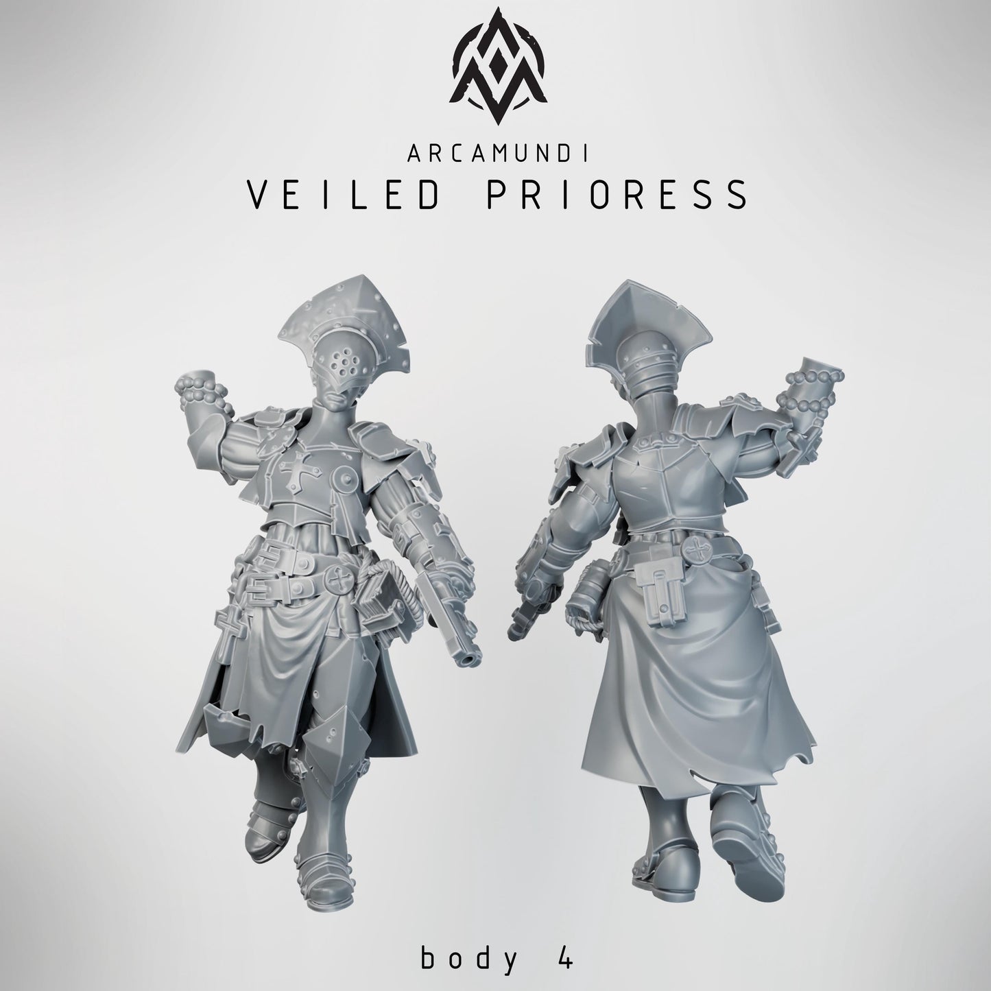 Sister of the Crown - Veiled Prioress by Arcamundi - 3D printed Trench Crusade compatible miniature
